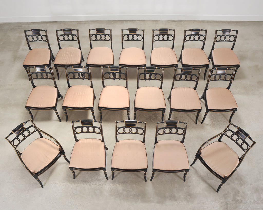 Set of Eighteen Baker “Governor Alston” Regency Dining Chairs