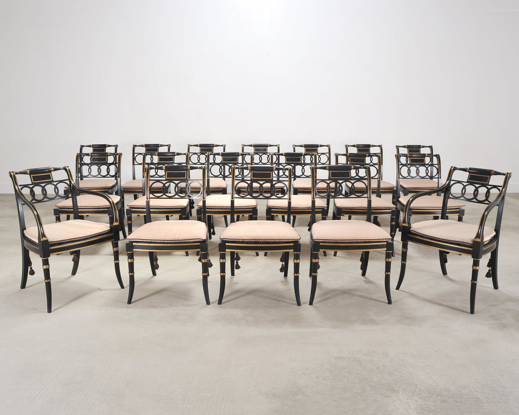Set of Eighteen Baker “Governor Alston” Regency Dining Chairs