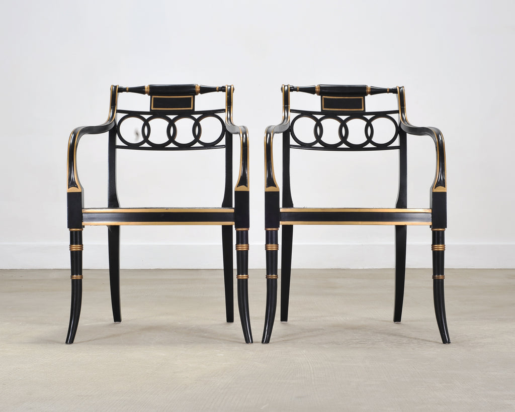Set of Eighteen Baker “Governor Alston” Regency Dining Chairs