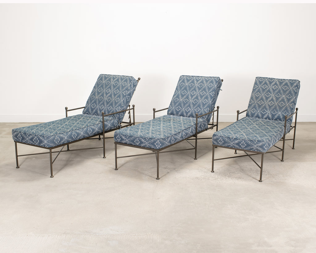 Set of Three Mario Papperzini Style Wrought Iron Chaise Longues