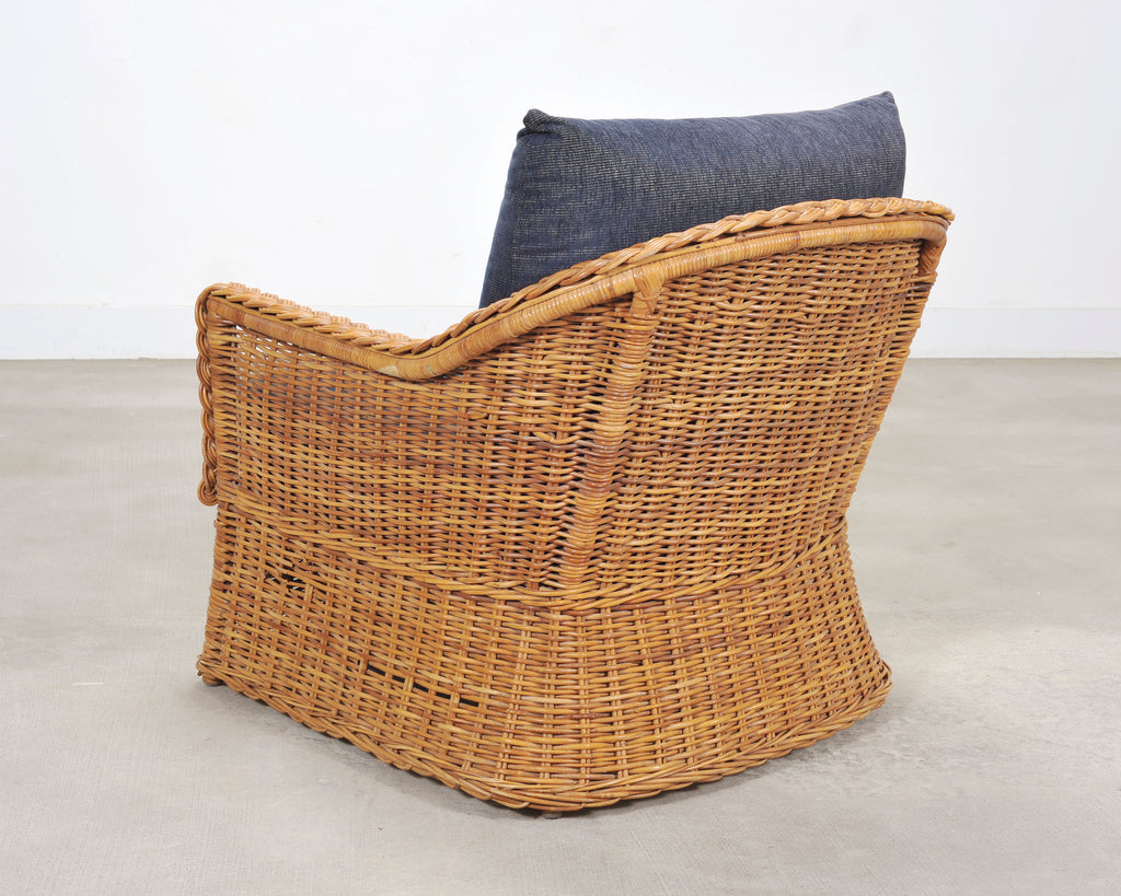 Set of Three Bielecky Brothers Rattan and Wicker Lounge Chairs