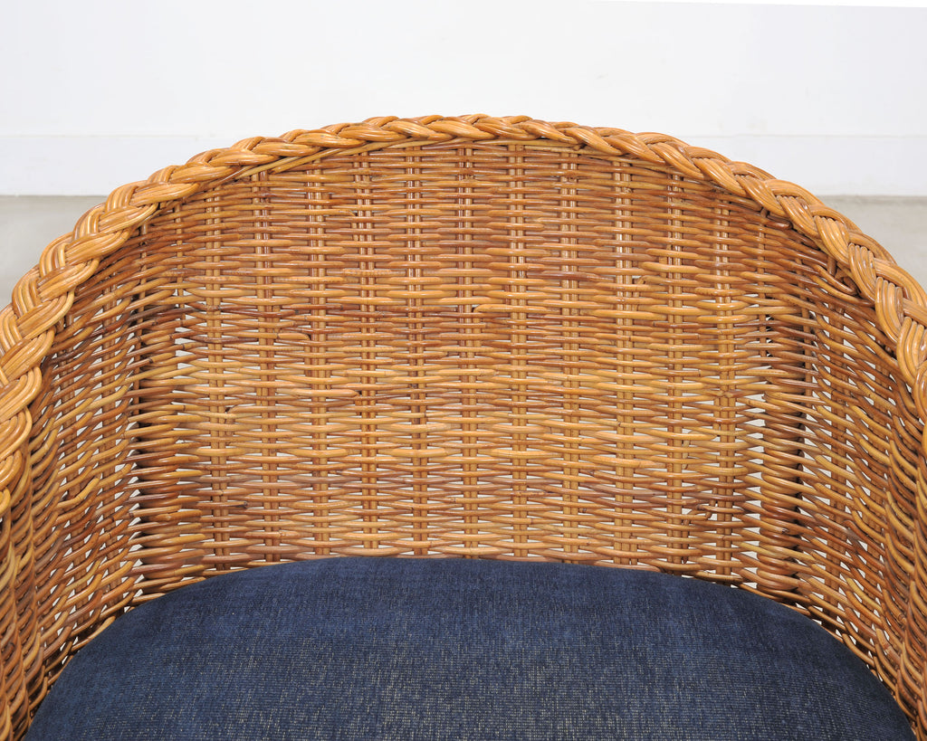 Set of Three Bielecky Brothers Rattan and Wicker Lounge Chairs