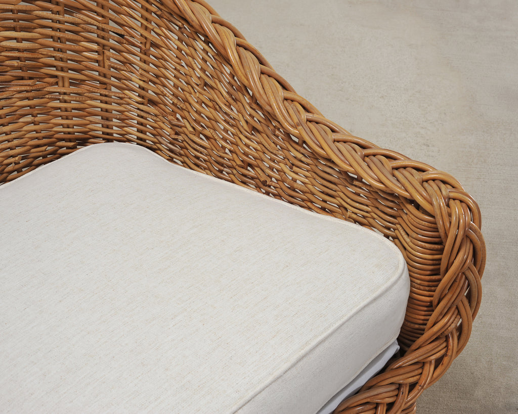 Suite of Michael Taylor Style Rattan Wicker Chairs and Sofa