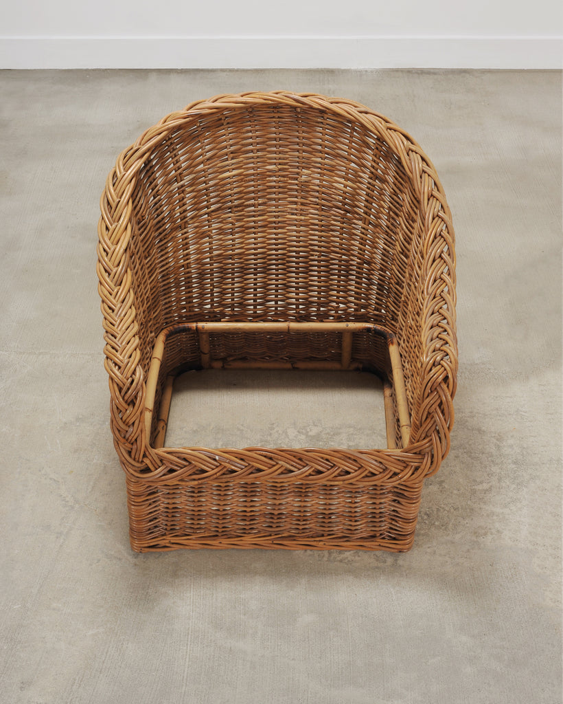 Suite of Michael Taylor Style Rattan Wicker Chairs and Sofa