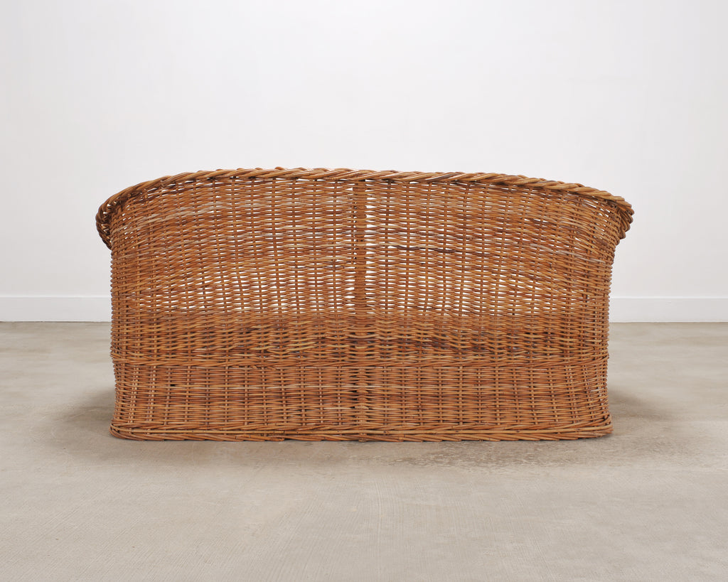 Suite of Michael Taylor Style Rattan Wicker Chairs and Sofa