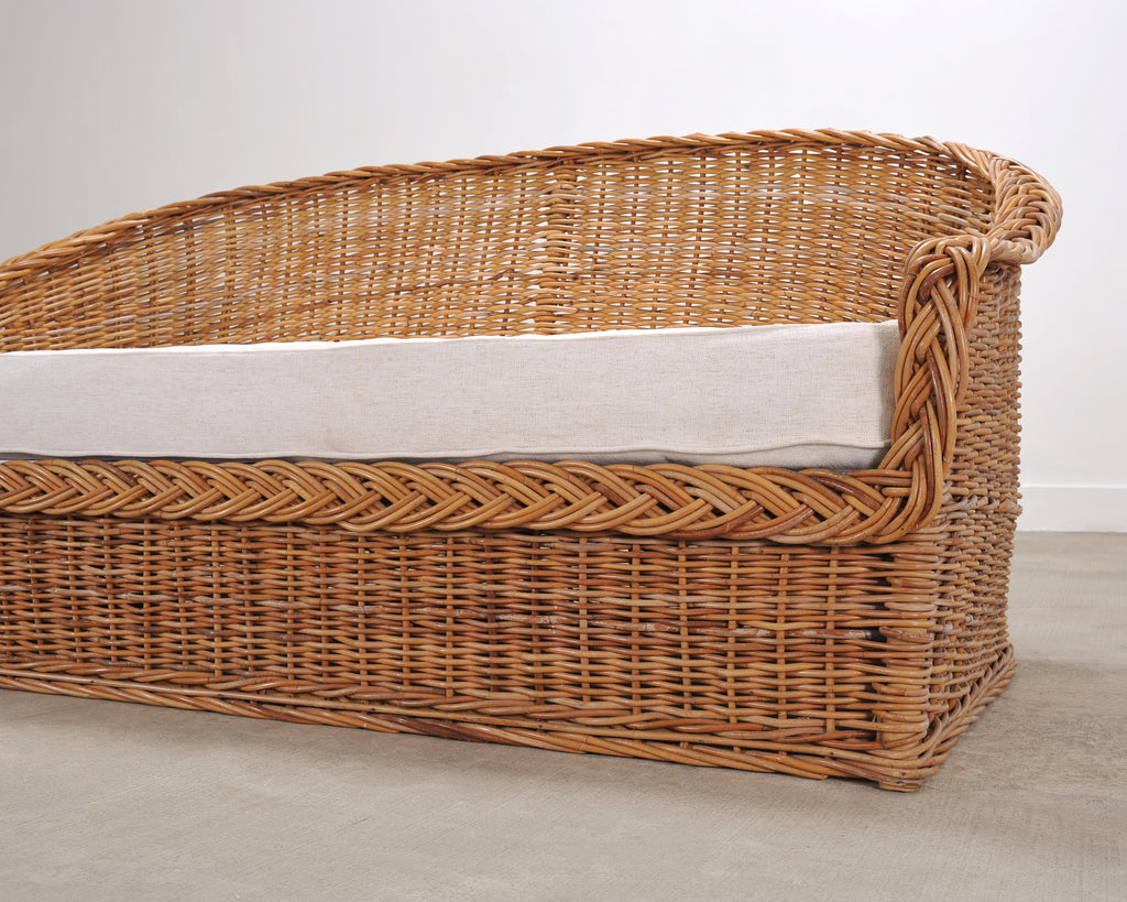 Suite of Michael Taylor Style Rattan Wicker Chairs and Sofa