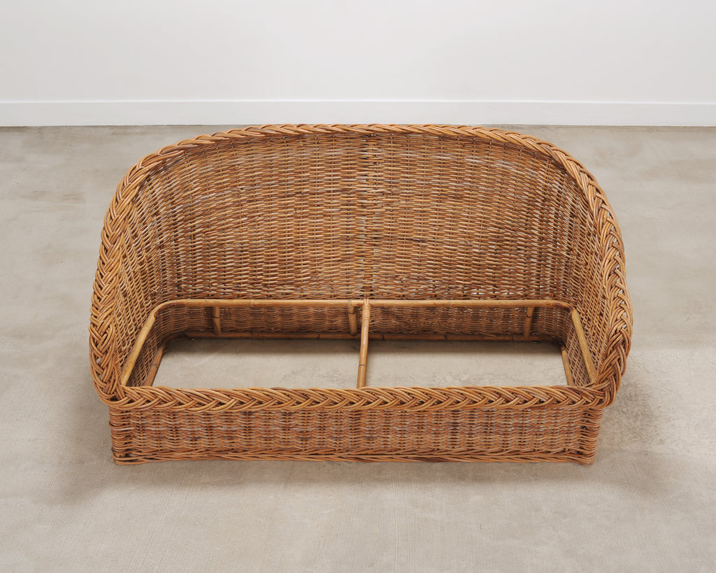Suite of Michael Taylor Style Rattan Wicker Chairs and Sofa