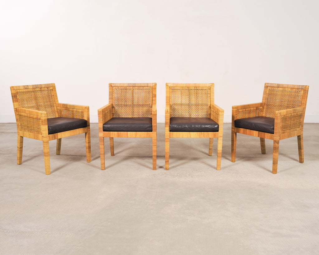 Set of Four Billy Baldwin for Bielecky Cane Dining Armchairs