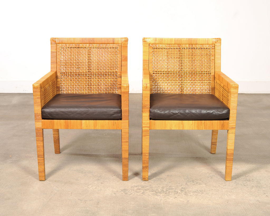 Set of Four Billy Baldwin for Bielecky Cane Dining Armchairs