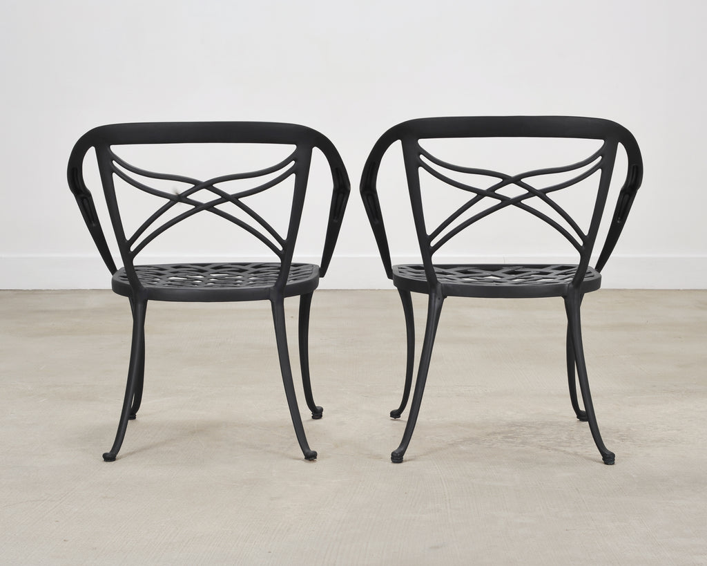 Set of Four Brown Jordan Neoclassical Garden Dining Armchairs