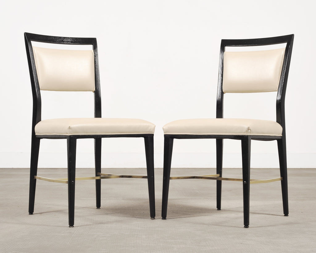 Set of Four Paul McCobb "Irwin" Mahogany Brass Dining Chairs
