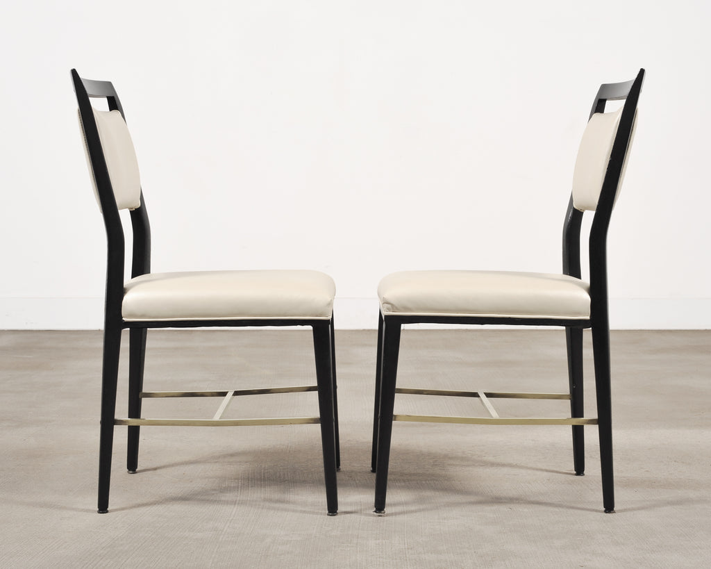 Set of Four Paul McCobb "Irwin" Mahogany Brass Dining Chairs