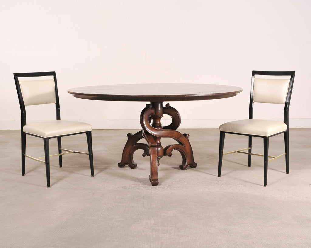 Set of Four Paul McCobb "Irwin" Mahogany Brass Dining Chairs