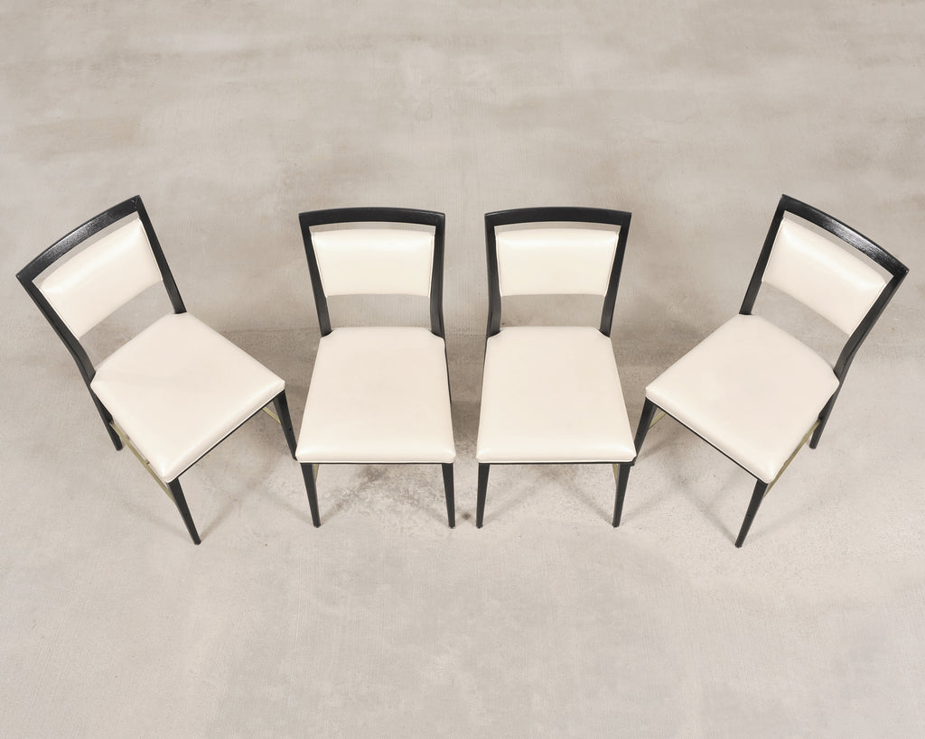 Set of Four Paul McCobb "Irwin" Mahogany Brass Dining Chairs