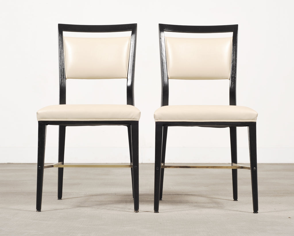 Set of Four Paul McCobb "Irwin" Mahogany Brass Dining Chairs