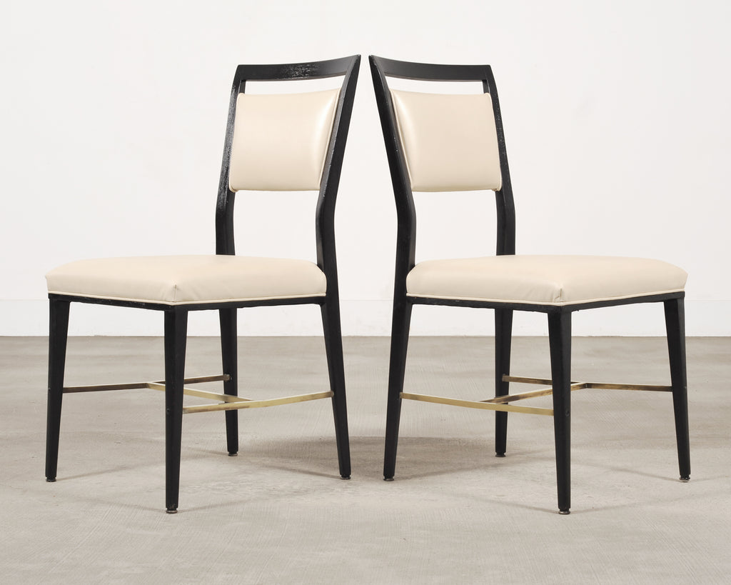 Set of Four Paul McCobb "Irwin" Mahogany Brass Dining Chairs
