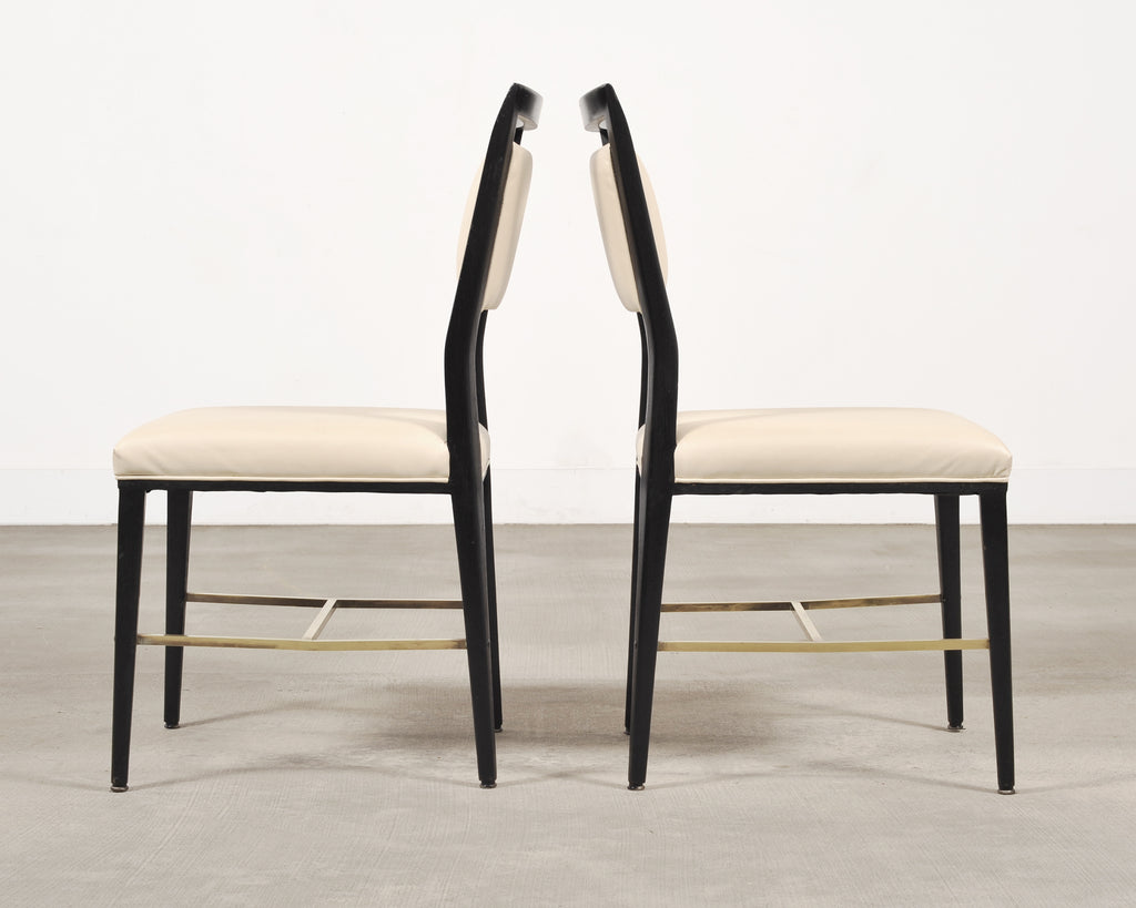Set of Four Paul McCobb "Irwin" Mahogany Brass Dining Chairs