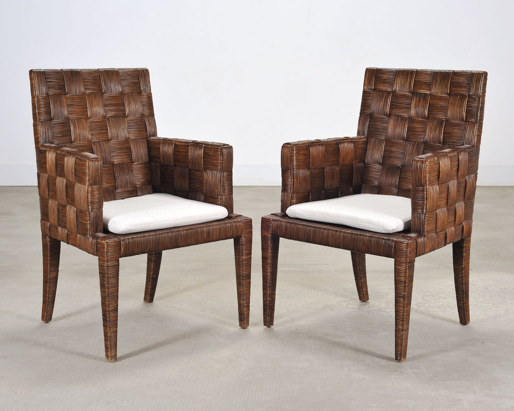 Set of Four John Hutton for Donghia Block Island Cane Armchairs