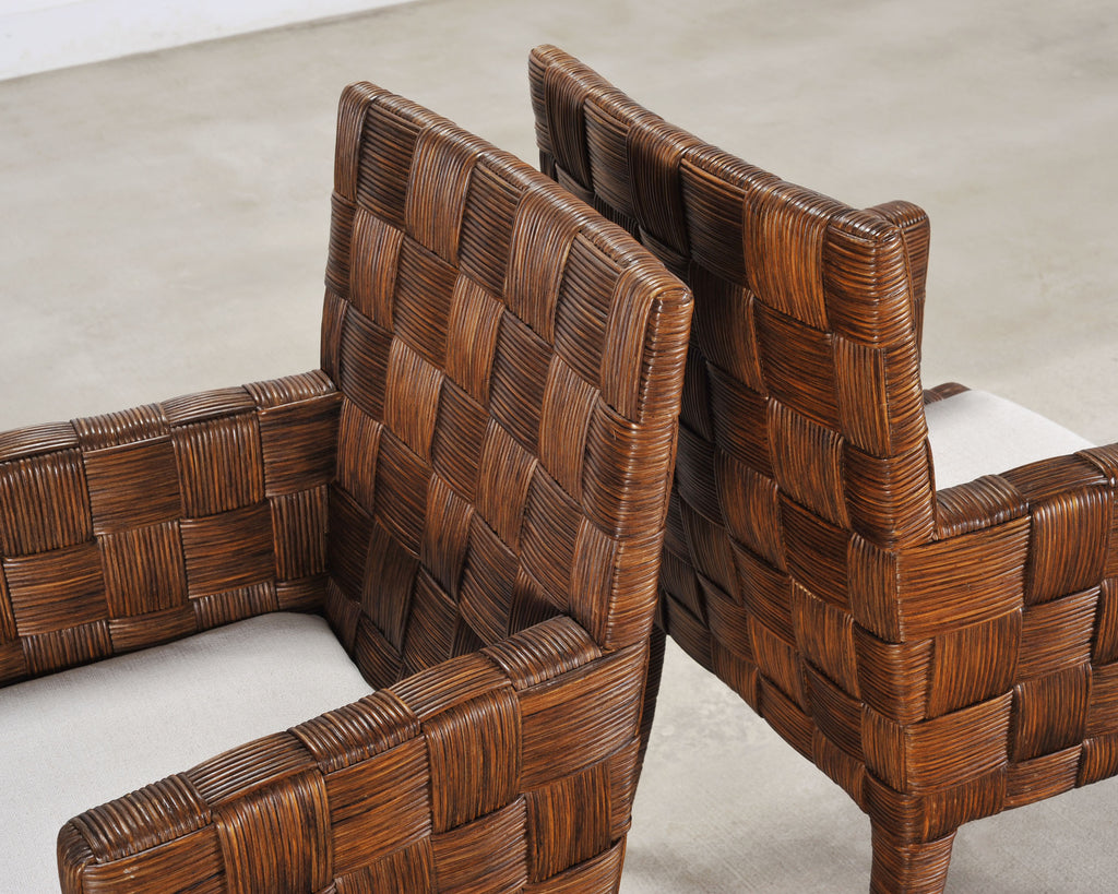 Set of Four John Hutton for Donghia Block Island Cane Armchairs