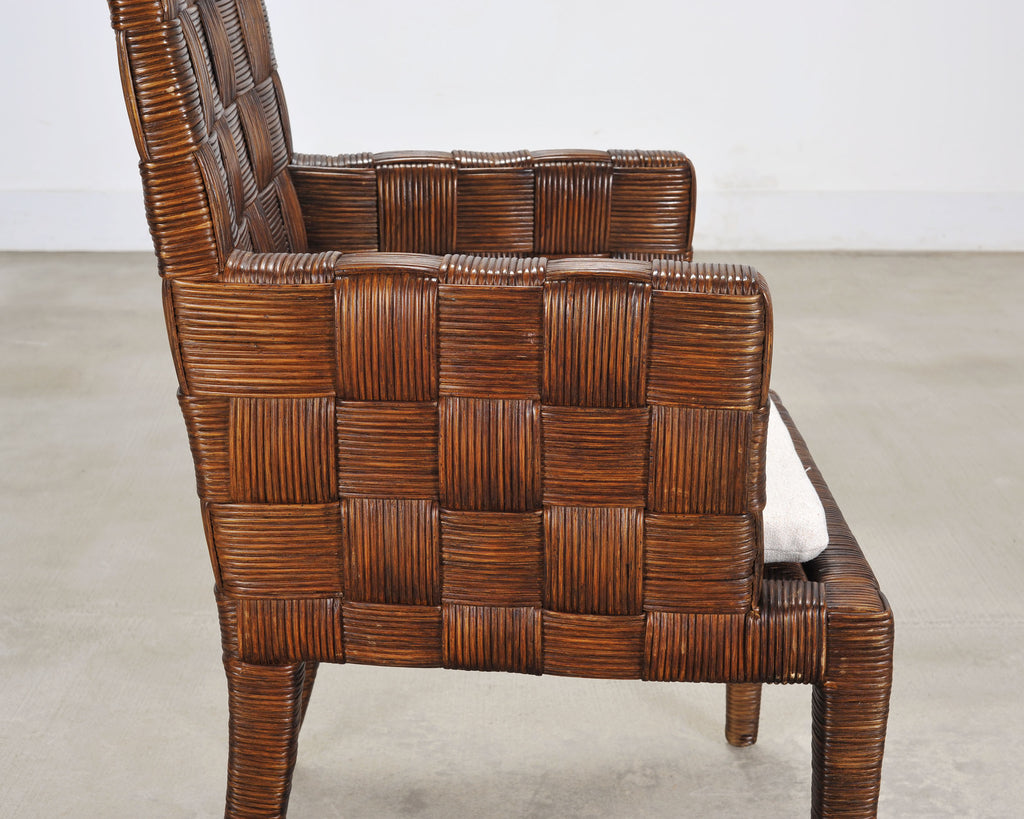 Set of Four John Hutton for Donghia Block Island Cane Armchairs