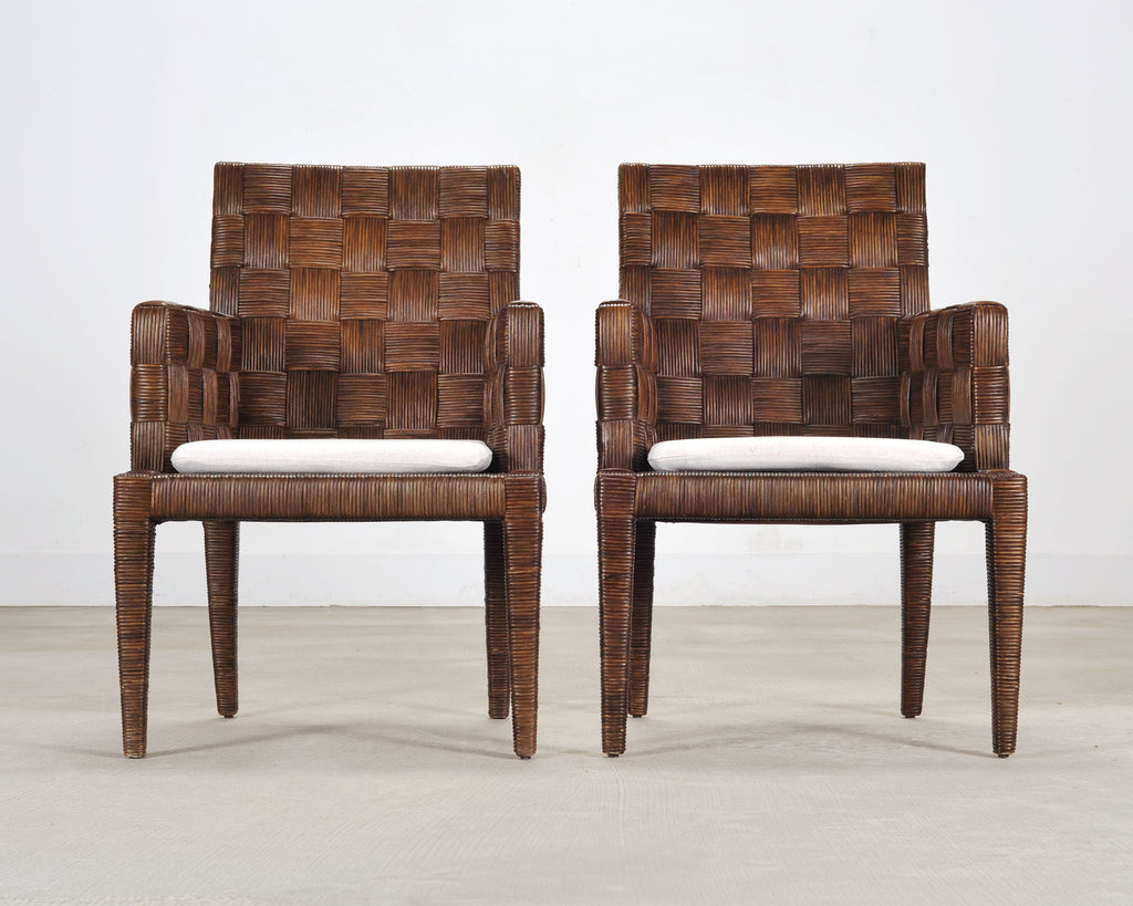 Set of Four John Hutton for Donghia Block Island Cane Armchairs