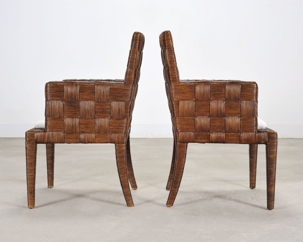 Set of Four John Hutton for Donghia Block Island Cane Armchairs