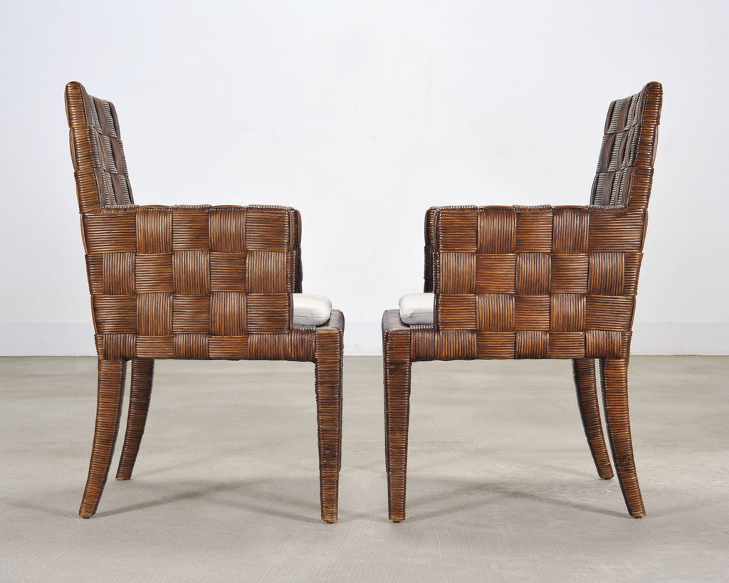 Set of Four John Hutton for Donghia Block Island Cane Armchairs