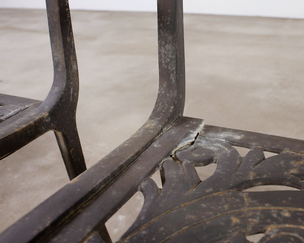 Set of Four Neoclassical Dolphin and Star Garden Dining Chairs