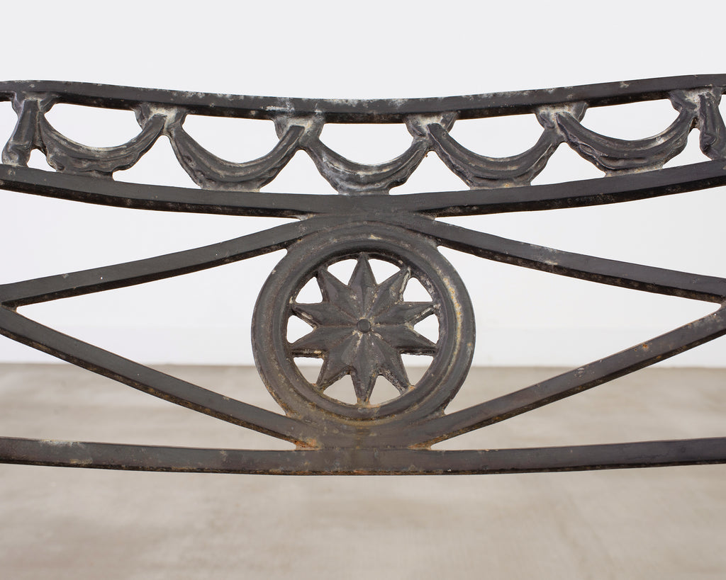 Set of Four Neoclassical Dolphin and Star Garden Dining Chairs