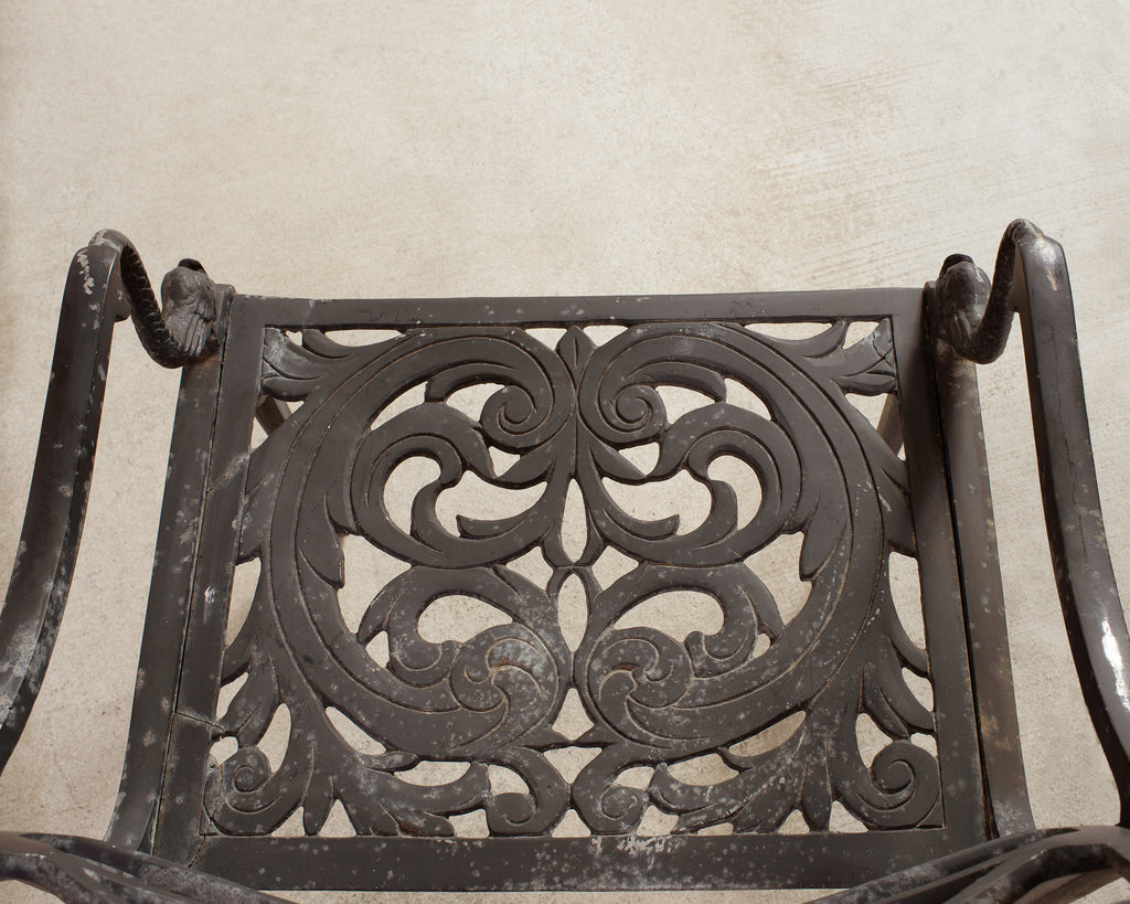 Set of Four Neoclassical Dolphin and Star Garden Dining Chairs