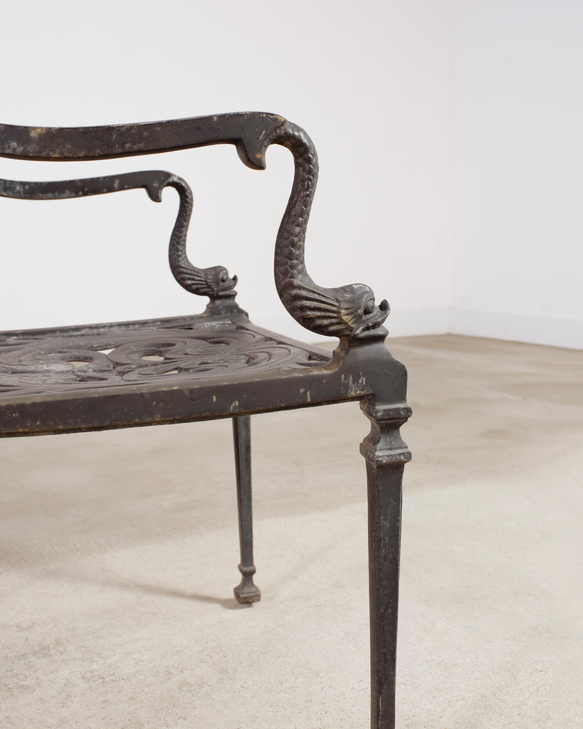 Set of Four Neoclassical Dolphin and Star Garden Dining Chairs