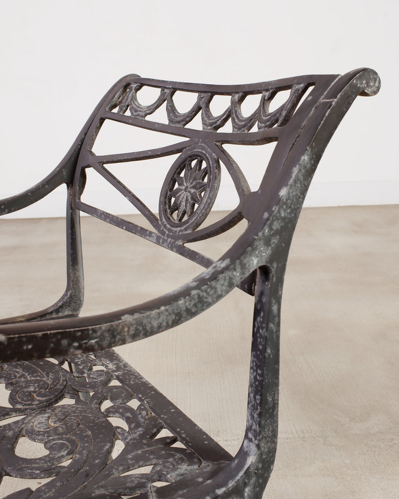 Set of Four Neoclassical Dolphin and Star Garden Dining Chairs