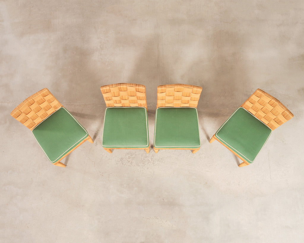 Set of Four John Hutton Bielecky Block Island Cane Dining Chairs