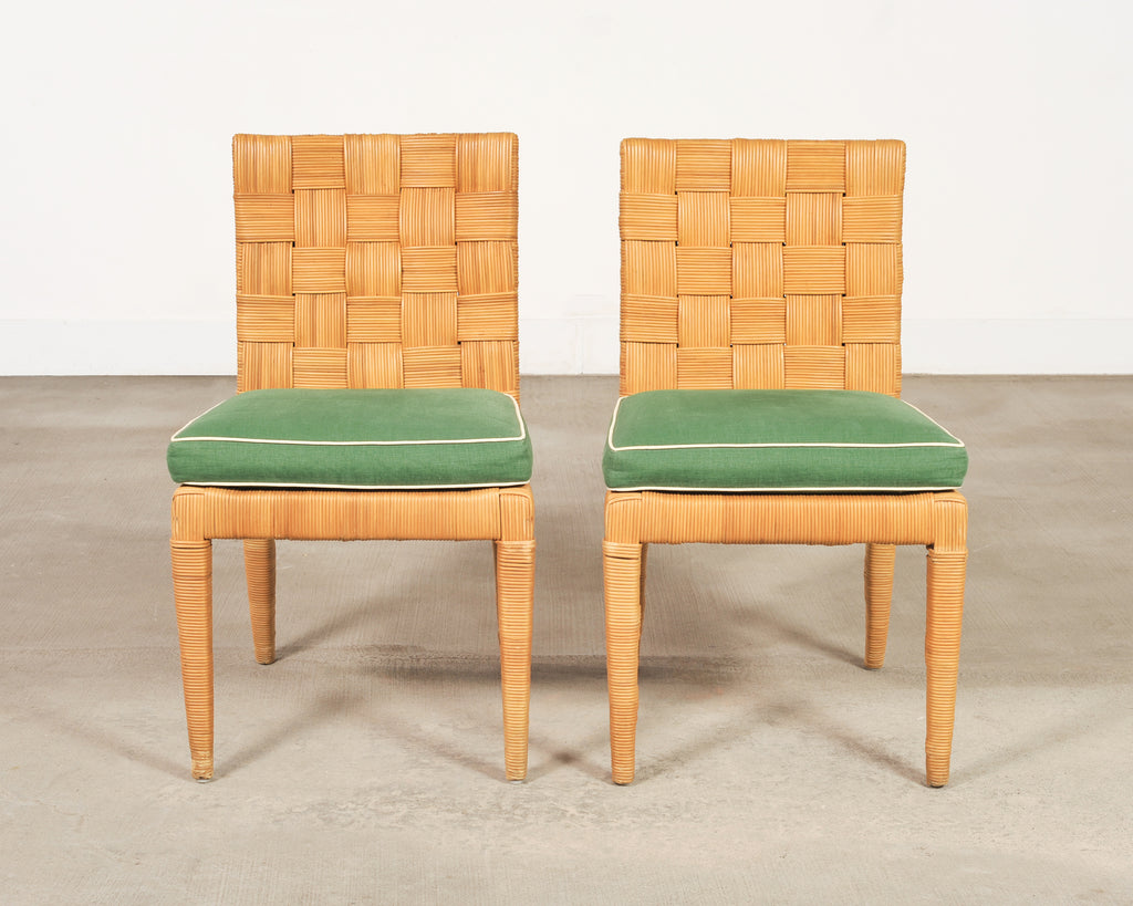 Set of Four John Hutton Bielecky Block Island Cane Dining Chairs