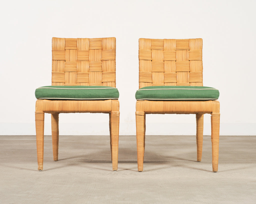 Set of Four John Hutton Bielecky Block Island Cane Dining Chairs