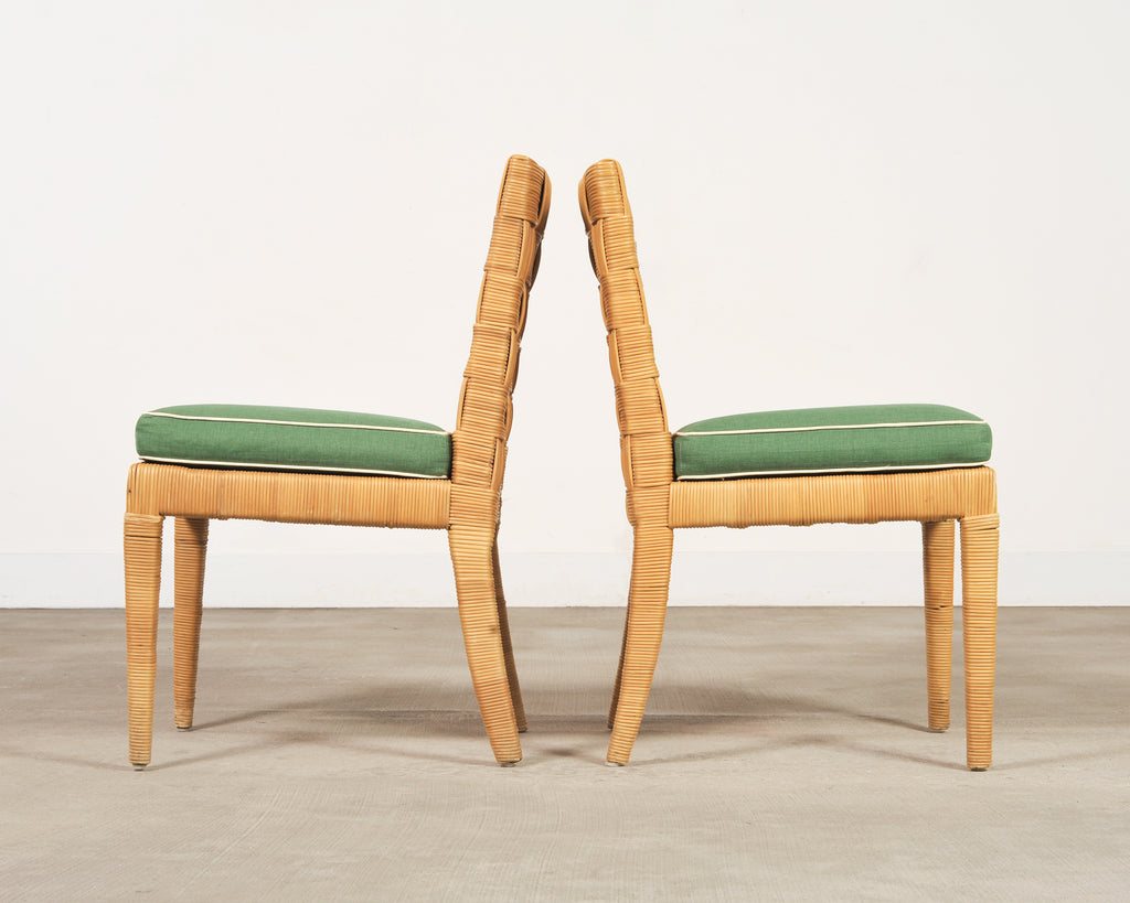 Set of Four John Hutton Bielecky Block Island Cane Dining Chairs