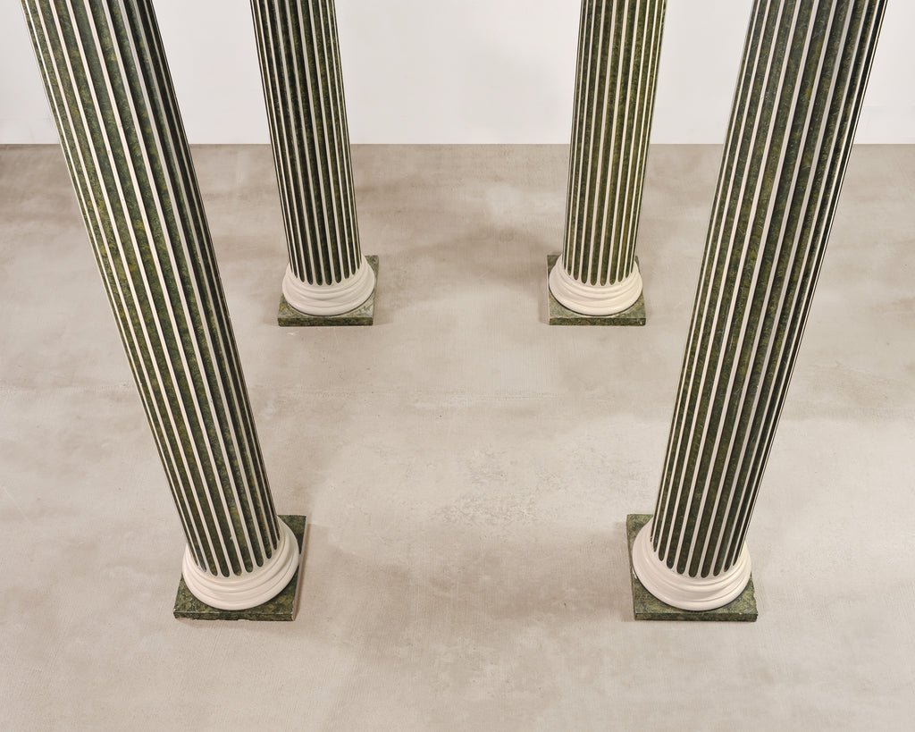Set of Four Monumental Faux Marble Neoclassical Columns 10 Ft.