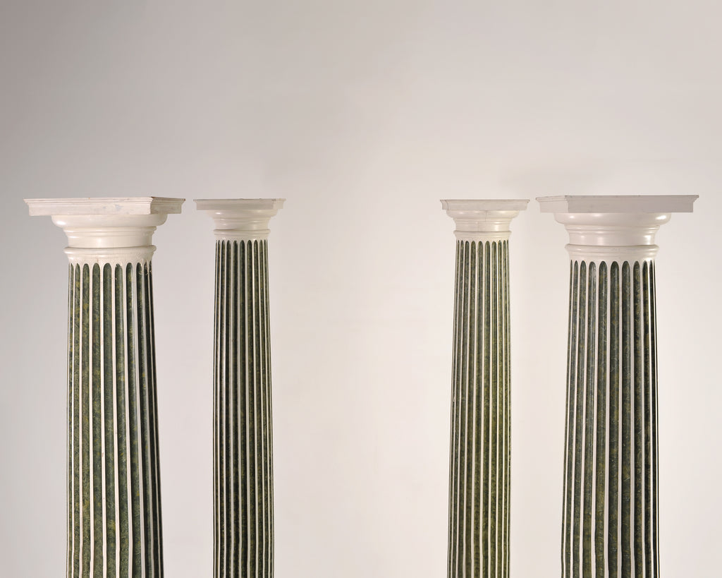Set of Four Monumental Faux Marble Neoclassical Columns 10 Ft.