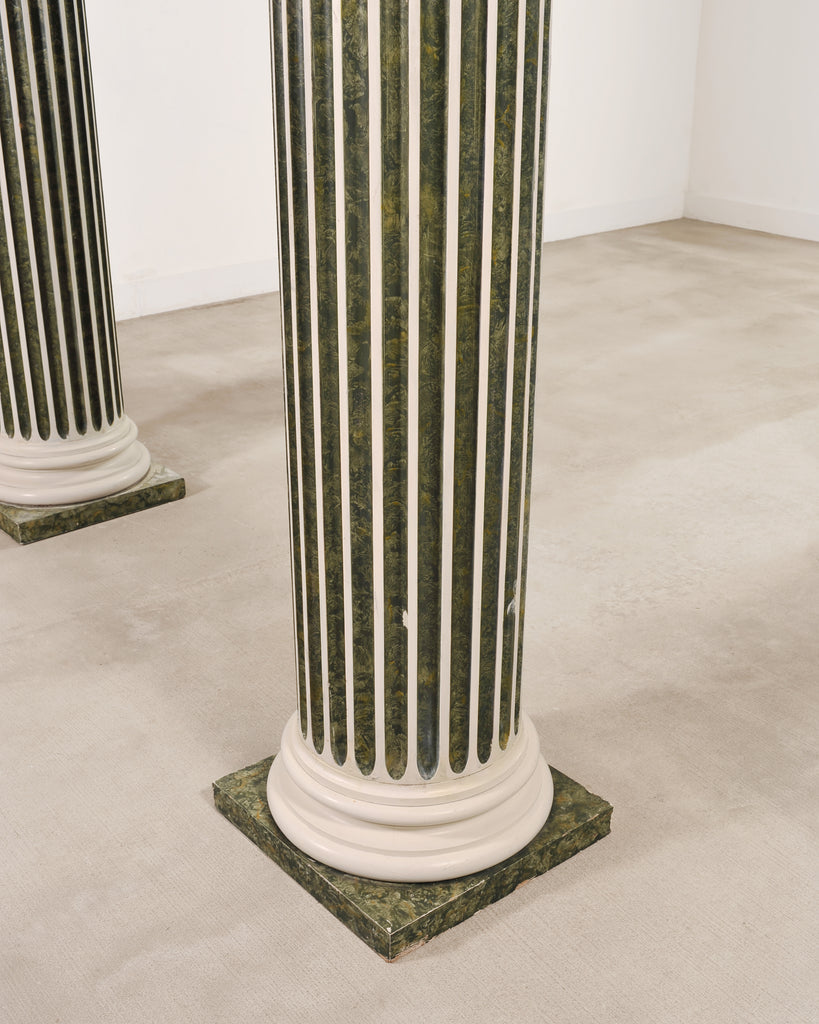 Set of Four Monumental Faux Marble Neoclassical Columns 10 Ft.