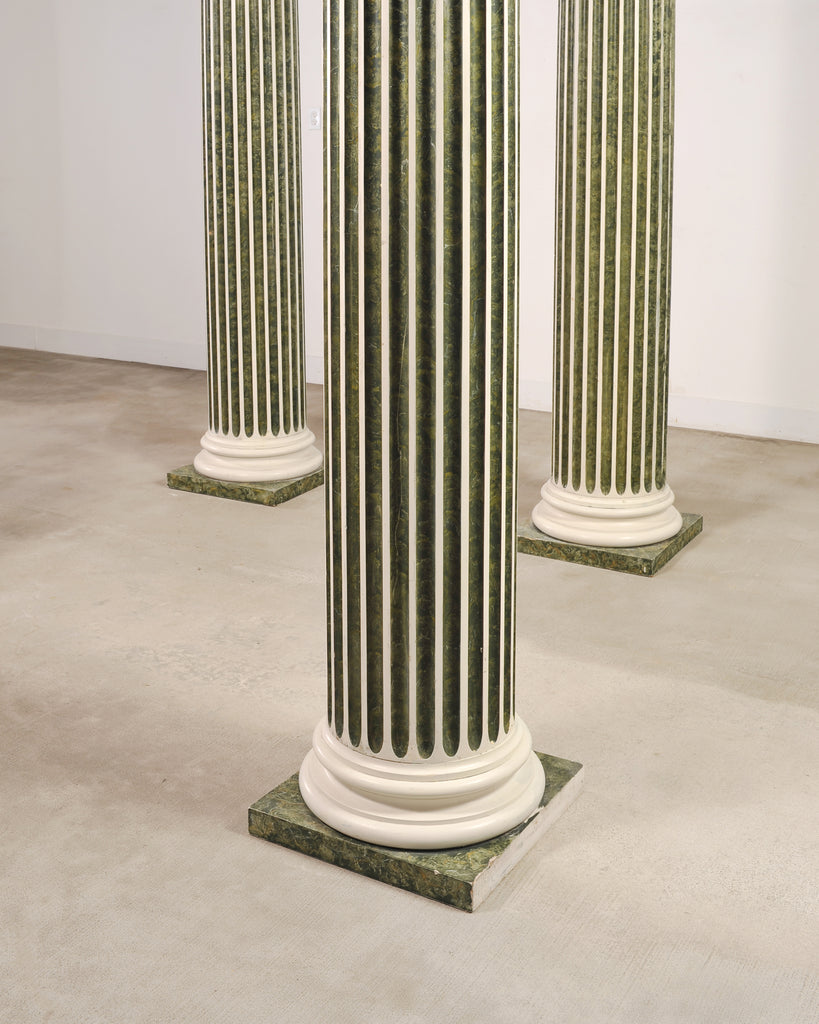 Set of Four Monumental Faux Marble Neoclassical Columns 10 Ft.
