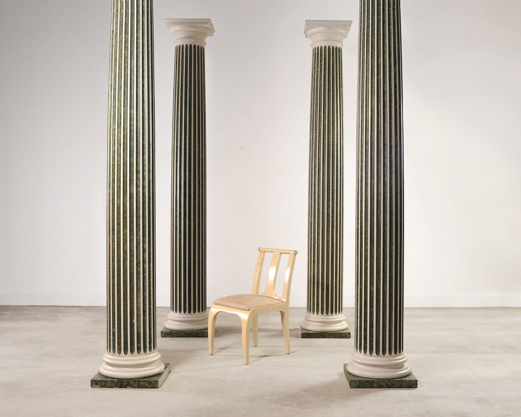 Set of Four Monumental Faux Marble Neoclassical Columns 10 Ft.