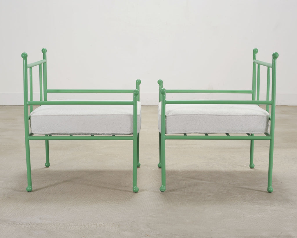 Set of Four French Mid-Century Iron Garden Lounge Dining Armchairs
