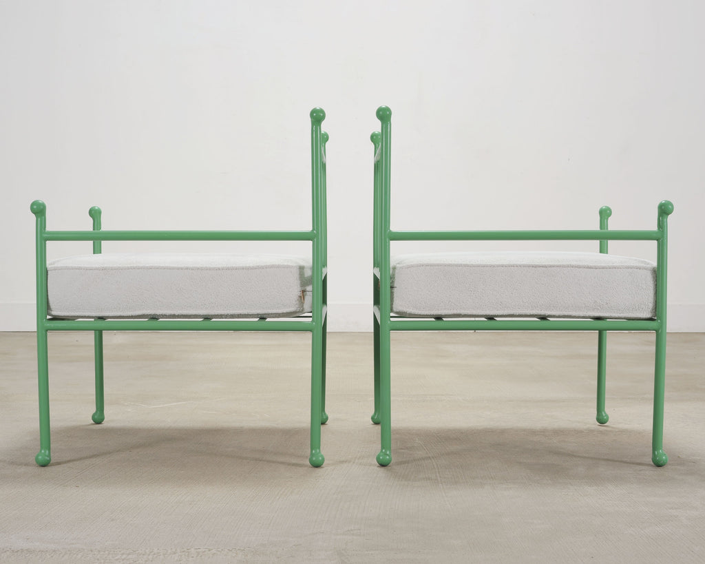 Set of Four French Mid-Century Iron Garden Lounge Dining Armchairs