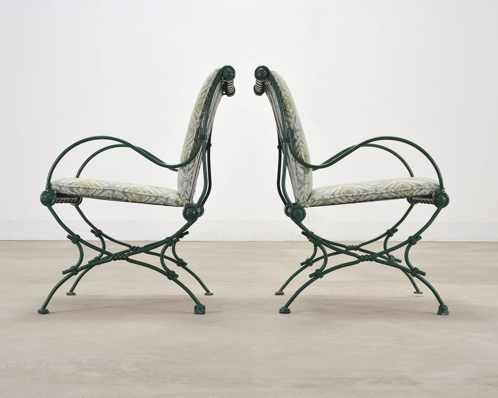 Set of Four O.W. Lee Wrought Iron Garden Patio Dining Armchairs