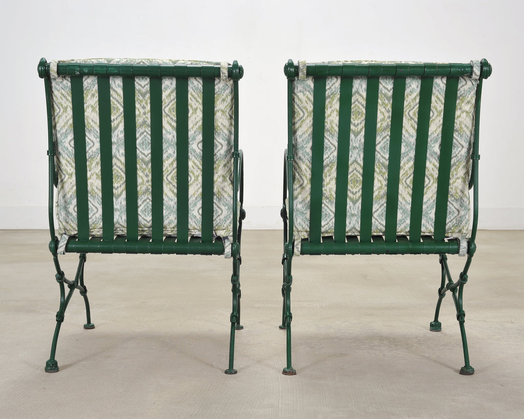 Set of Four O.W. Lee Wrought Iron Garden Patio Dining Armchairs