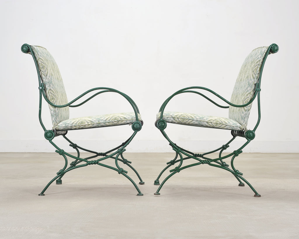 Set of Four O.W. Lee Wrought Iron Garden Patio Dining Armchairs