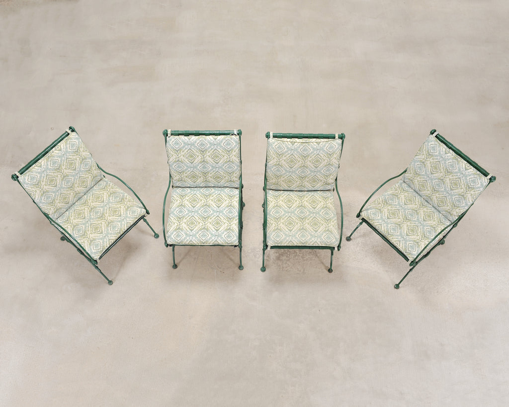Set of Four O.W. Lee Wrought Iron Garden Patio Dining Armchairs