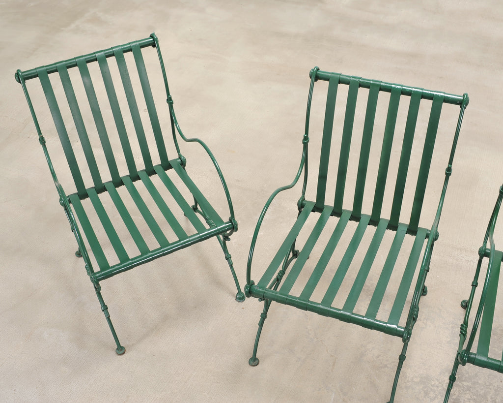 Set of Four O.W. Lee Wrought Iron Garden Patio Dining Armchairs