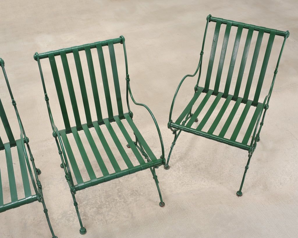 Set of Four O.W. Lee Wrought Iron Garden Patio Dining Armchairs