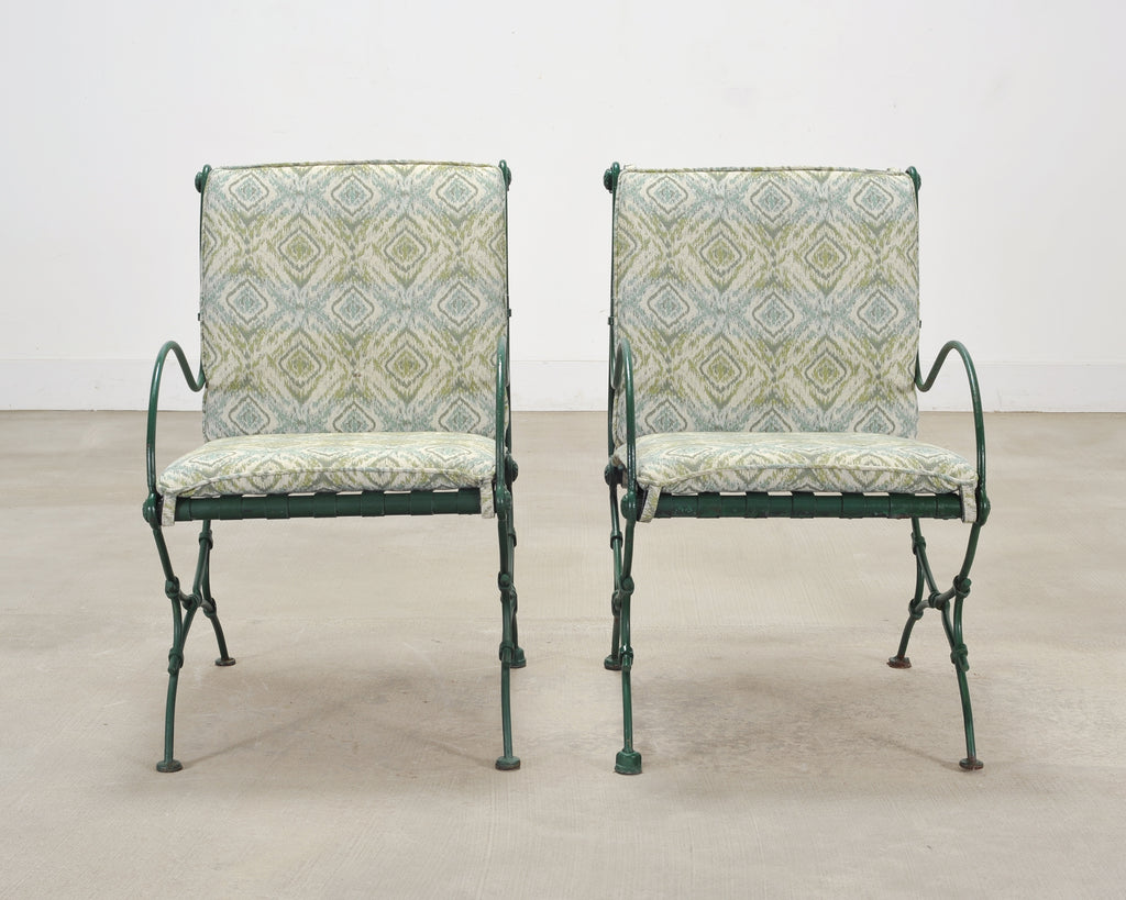 Set of Four O.W. Lee Wrought Iron Garden Patio Dining Armchairs